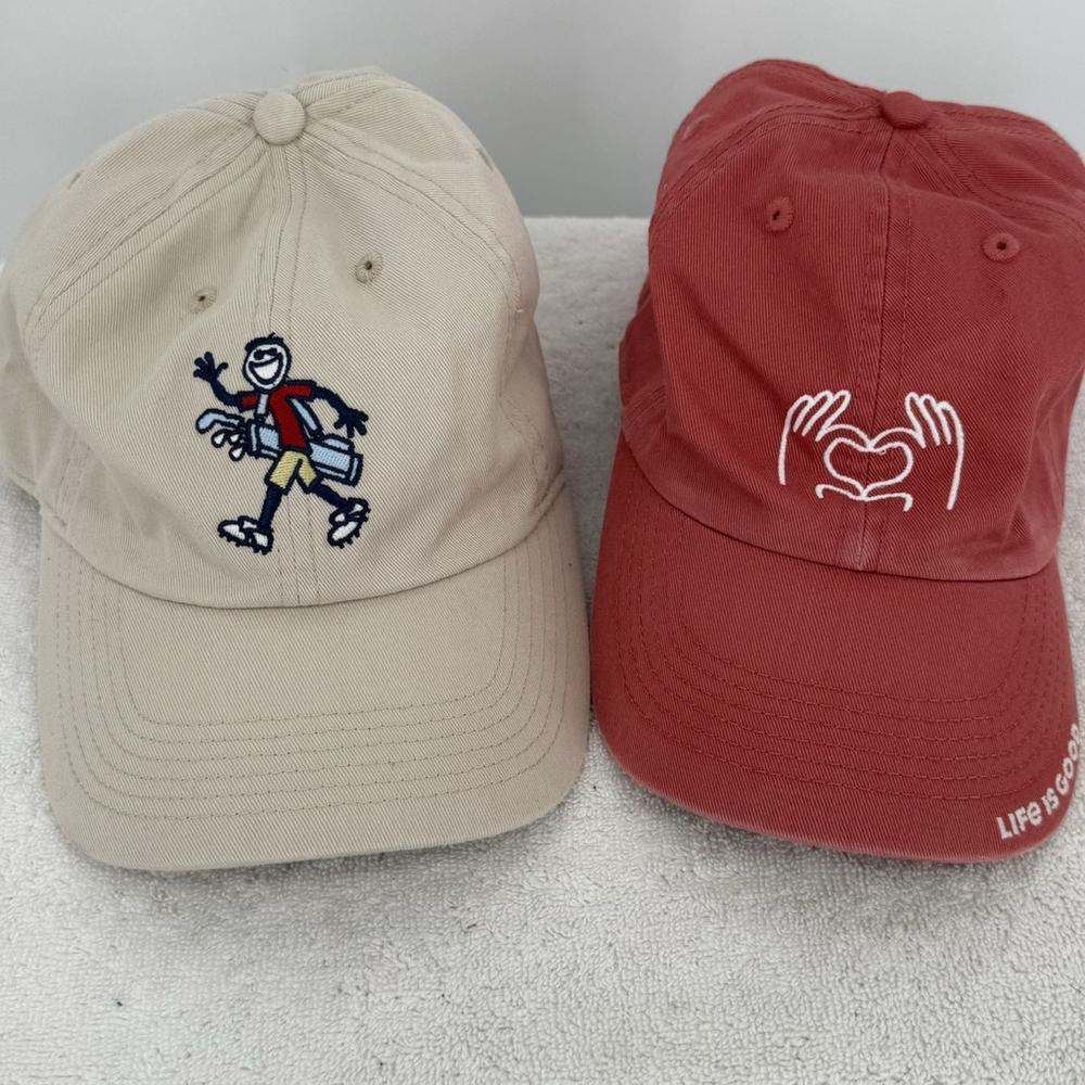 Life Is Good Lot Of (2) Hats Gone Clubbin & Heart Hands Baseball Adjustable